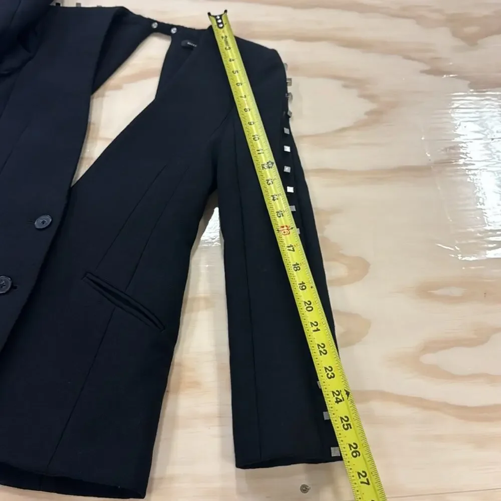 Alexander Wang Wool Blend Studded Gothic Blazer‎ Cutout Size 4 Black - Picture 12 of 13